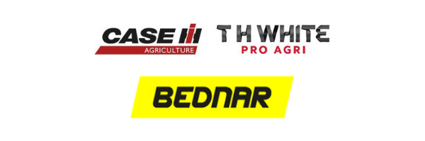 t h white pro agri, case ih and bednar logo lock up